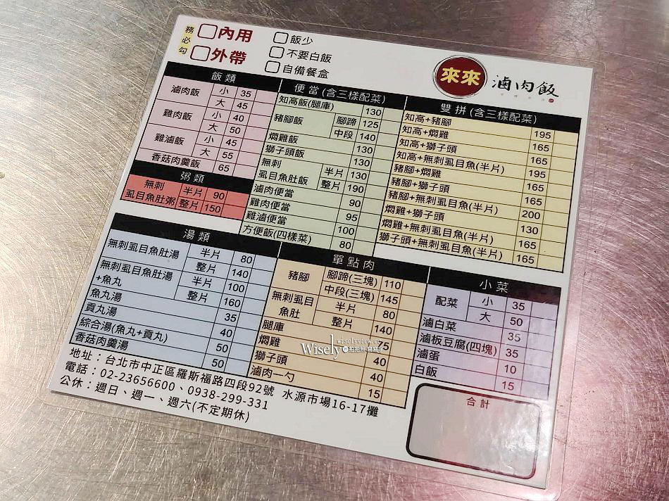 台北水源市場 來來滷肉飯︱南部口味知高飯虱目魚湯︱捷運公館站美食